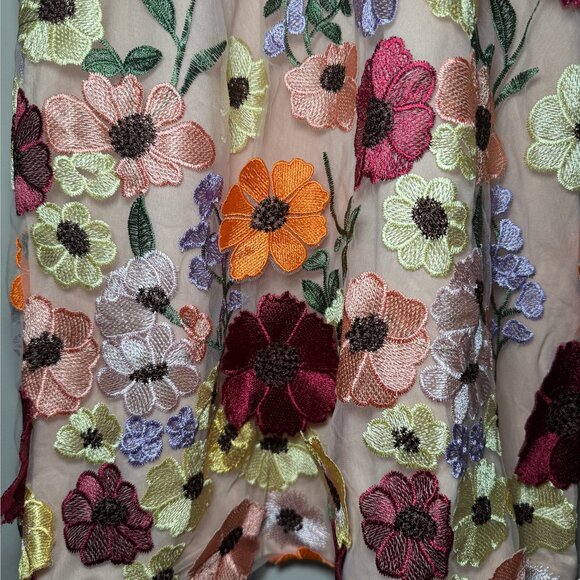 NWT gbGirls Sleeveless Hi Neck 3D Embroidered Floral Dress 3D lace size XL - Picture 5 of 9